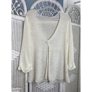 Avalin‎ Open Knit Lightweight Sweater Cream Size XL Textured Boho Layer